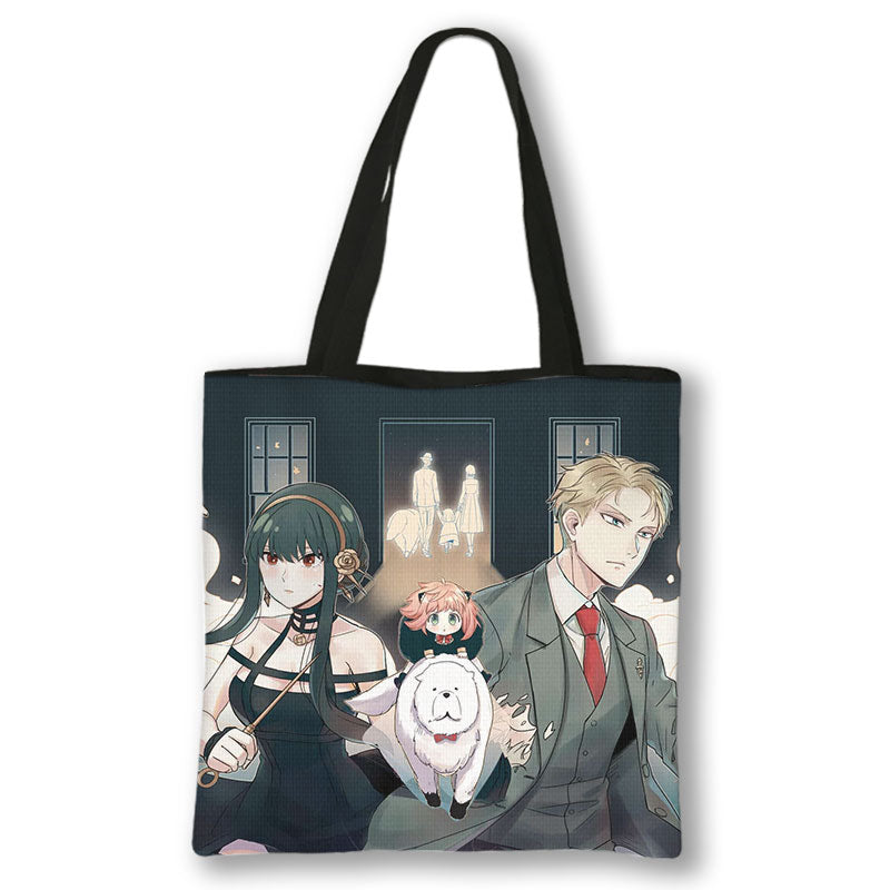 Japanese Anime Spy x Family Print Handbag Women Manga Characters Anya Shopping Bags Harajuku Totes Bag Canvas Shoulder Bags Gift