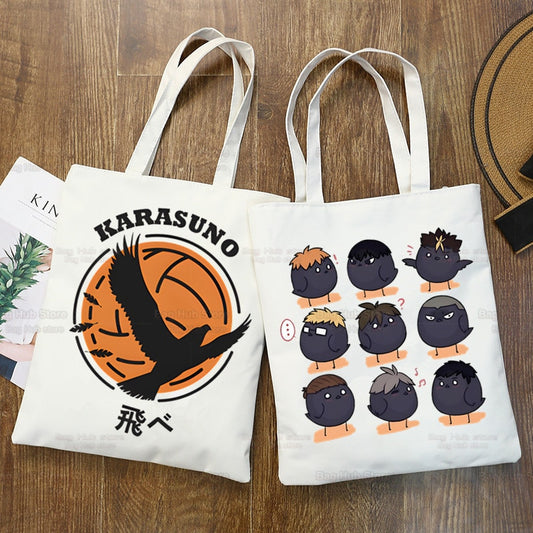 Volleyball Haikyuu!! Shopping Bag Shopper Karasuno High School Jute Bag Shopping Haikyuu Hinata Tote Bag Shoping Reusable Bolsa