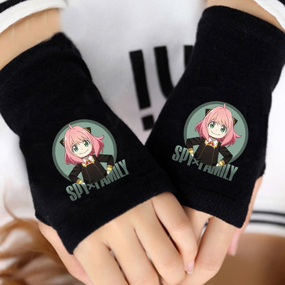 1 Pair Cartoon Anime Spy X Family Cosplay Cotton Wrist Gloves Loid Anya Yor Forger Half Finger Gloves Plush Toys Children Gifts