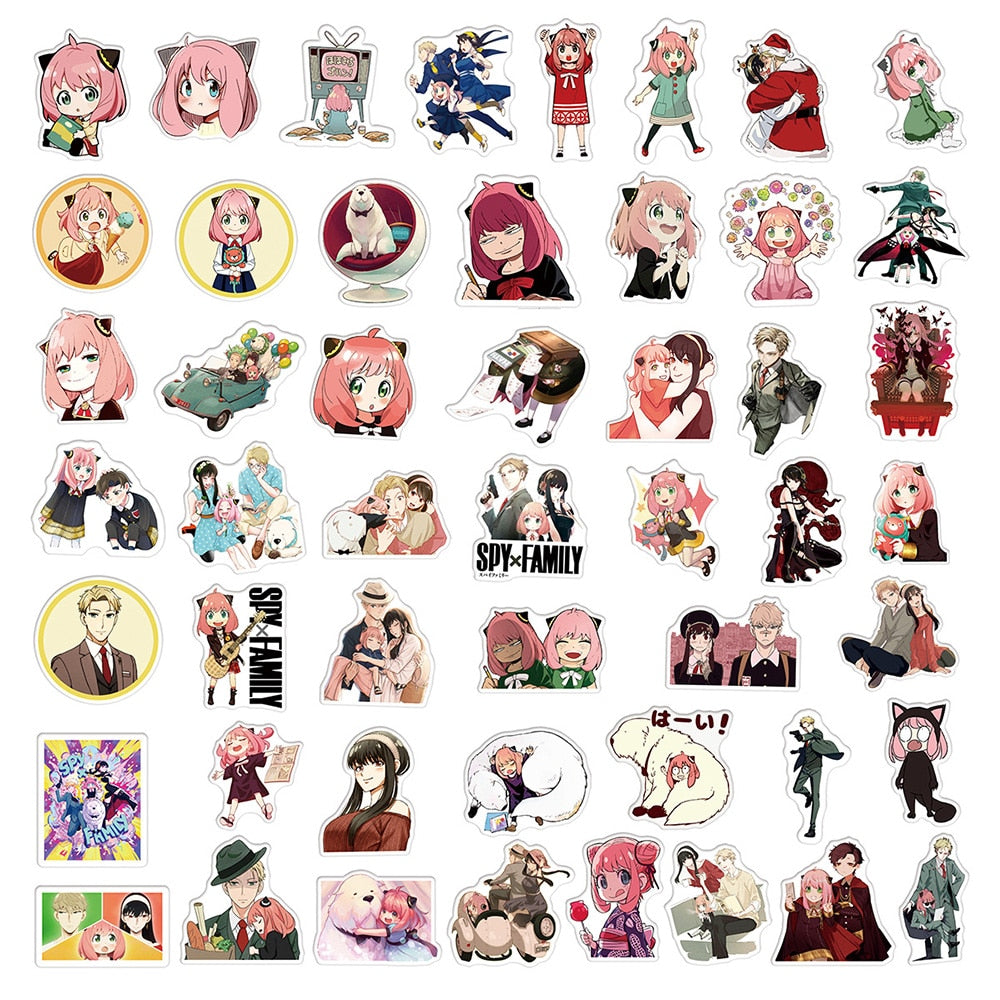 10/30/50/100pcs Cartoon Spy X Family Anime Stickers Skateboard Laptop Phone Luggage Car Bike Cool Waterproof Sticker Kids Toy