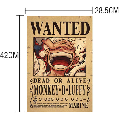 New Anime One Piece Bounty Wanted Posters 4 Emperors Kid Action Figures Vintage Living Room Wall Decoration Stickers Poster Toys