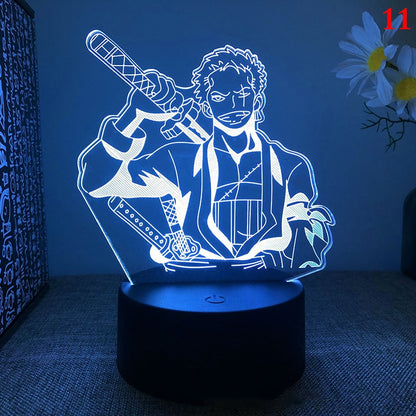 Anime One Pieces Lamp Figure Luffy Sanji Zoro Nami 3D Led Night Light Child Manga Gift Color Changing Action Figure Model Toy