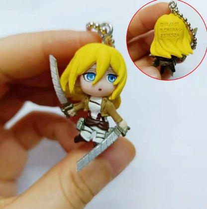 Action no Capsule Attack On Titan Mini Pendants Toys For Children Levi Armin Mikasa Eren The Giant Keyring Toys Collectible Gift