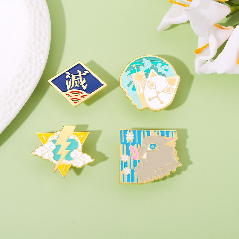 4-5pcs/Set Anime Pins Suit Enamel Pin JOJO's Bizarre Adventure Attack on Titan Jujutsu Kaisen Brooches Gift Friend Wholesale