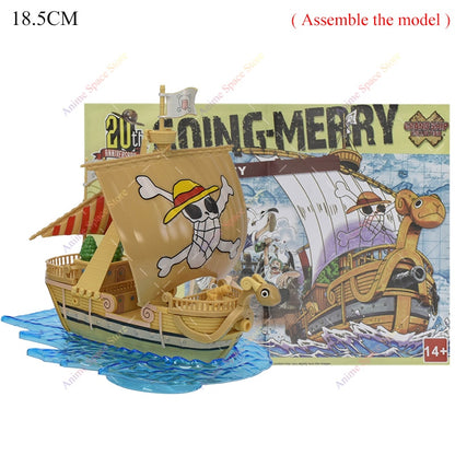 18cm Anime One Piece Figure Thousand Sunny Going Merry Boat Pirate Ship Fiugrine Toys Action Figures Shanks Assembly Model Toys