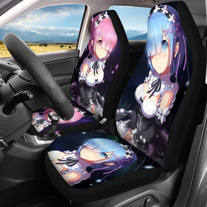 Re: Zero Rem Ram 3D Printing Anime Universal Fit Car Seat Covers Black Front Seat Durable Washable Auto Mads Vehicle Seat Covers