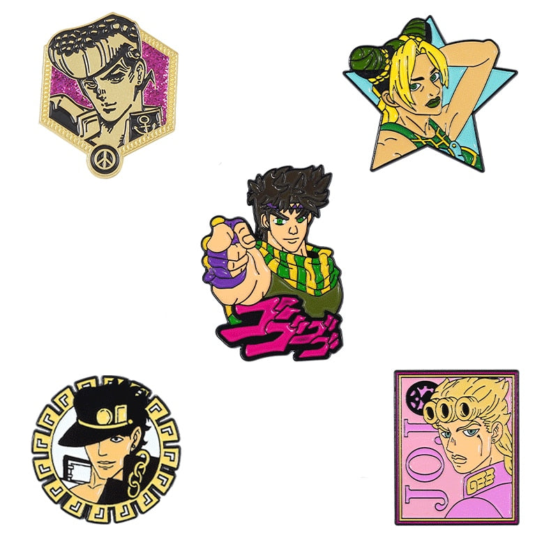 4-5pcs/Set Anime Pins Suit Enamel Pin JOJO's Bizarre Adventure Attack on Titan Jujutsu Kaisen Brooches Gift Friend Wholesale