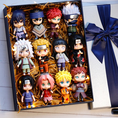 Figuras de Anime de Naruto Shippuden, Hinata, Sasuke, Itachi, Kakashi, Gaara, versión Q, juguetes de PVC, muñecas, regalo para niños, 12 piezas por juego