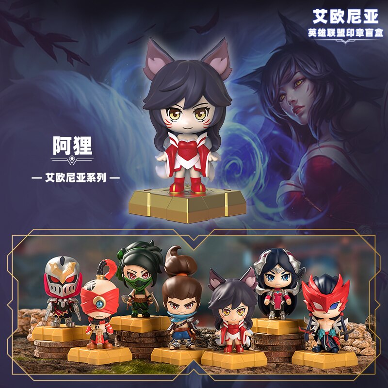 Blind Box Original League of Legends Ahri Yasuo Irelia Akali Yone Lee Sin Anime Figures Seal Toy Guess Bag Doll Model Girls Gifs