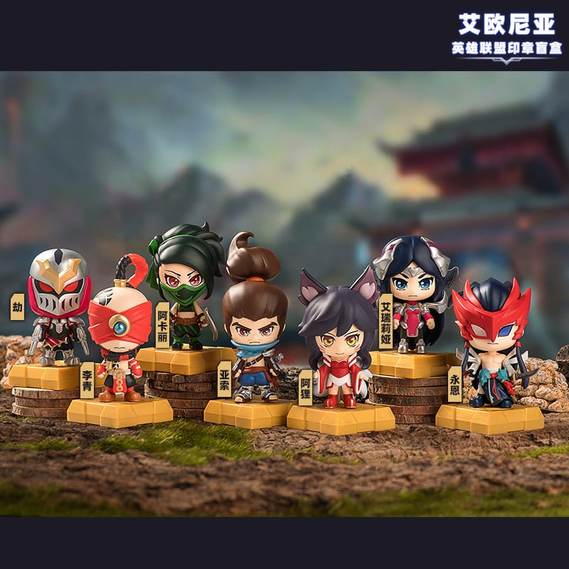 Blind Box Original League of Legends Ahri Yasuo Irelia Akali Yone Lee Sin Anime Figures Seal Toy Guess Bag Doll Model Girls Gifs